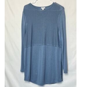 J. Jill Women’s M Blue Wood Blend Long Sleeve Lagen Look Side Split Sweater